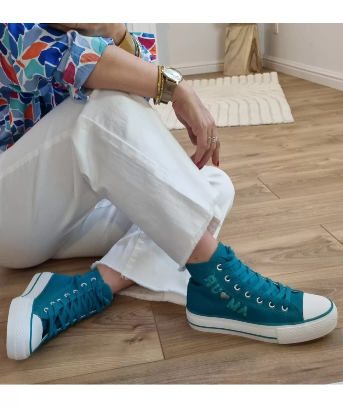 La boutique de Lilie Baskets>BASKETS GISELE BLEU CANARD Bleucanard