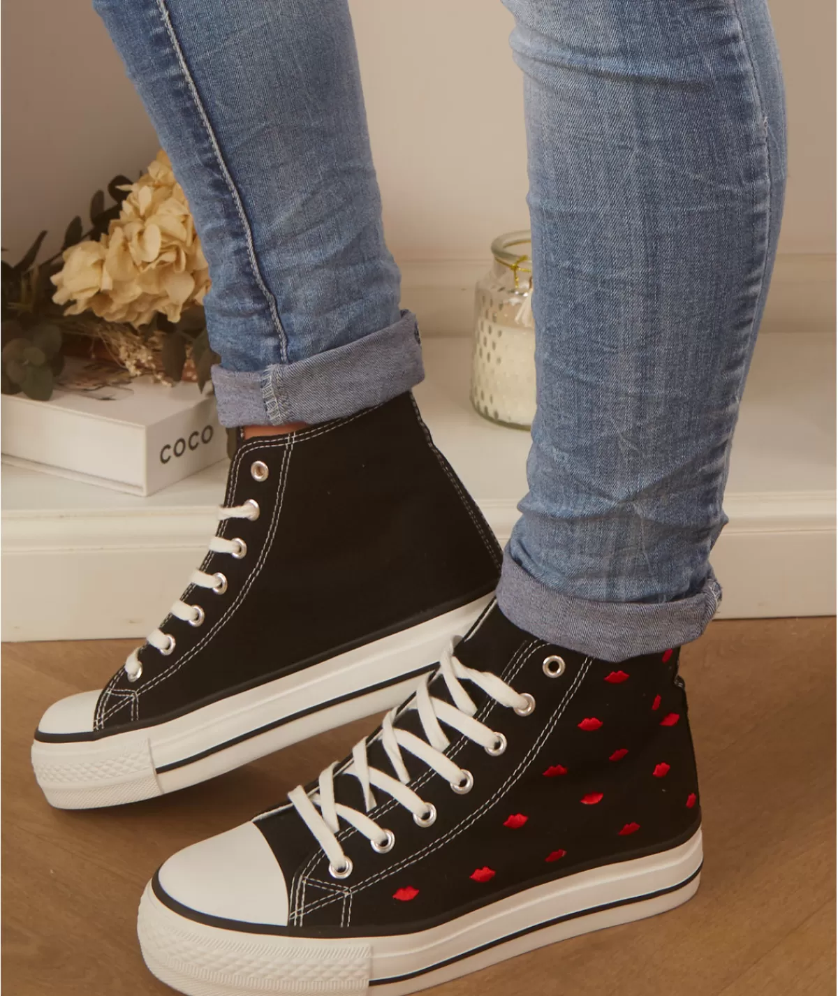 La boutique de Lilie Baskets>BASKETS LUCIANA Noir