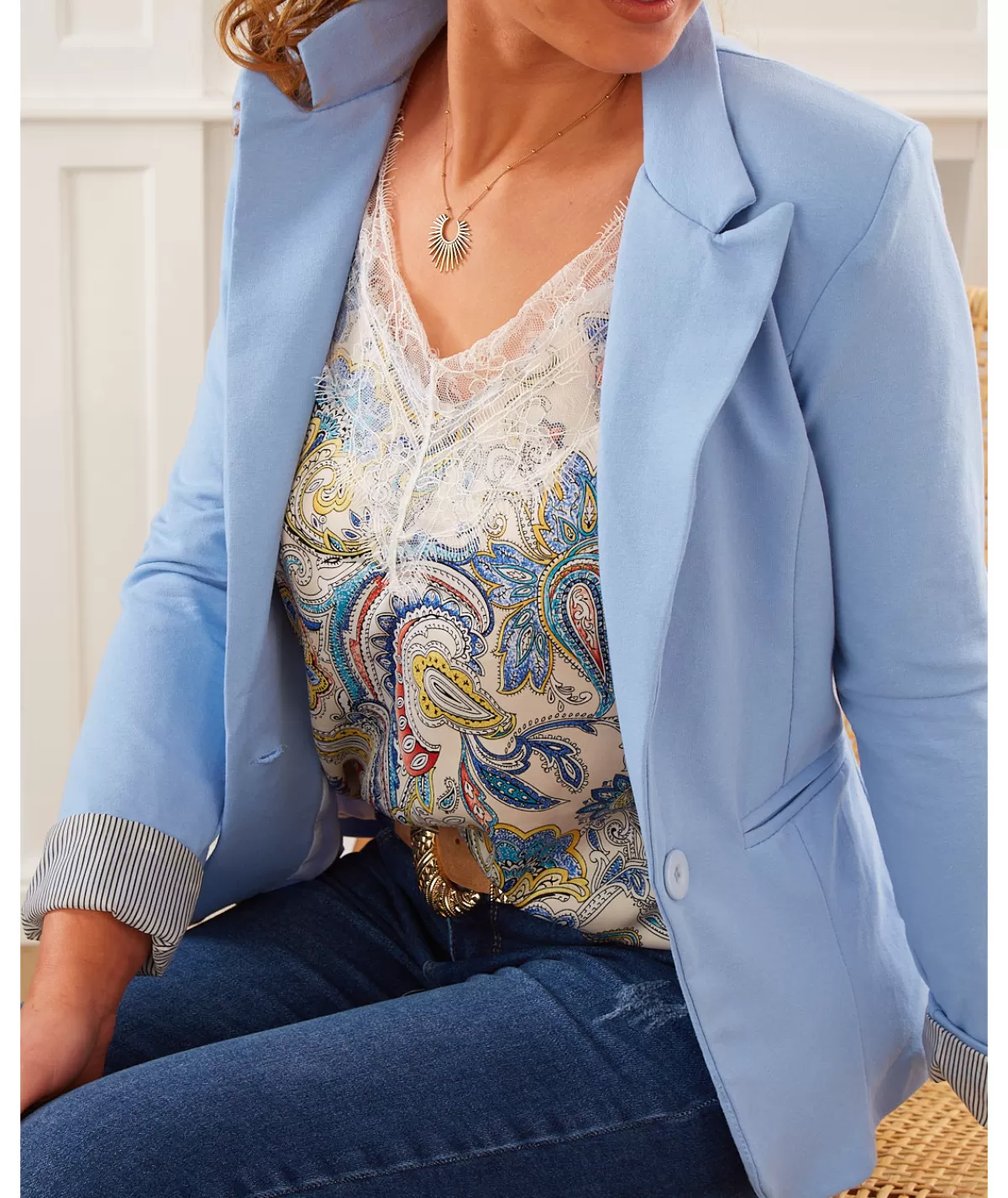 La boutique de Lilie Vestes>BLAZER DELIA BLEU CIEL Bleuciel