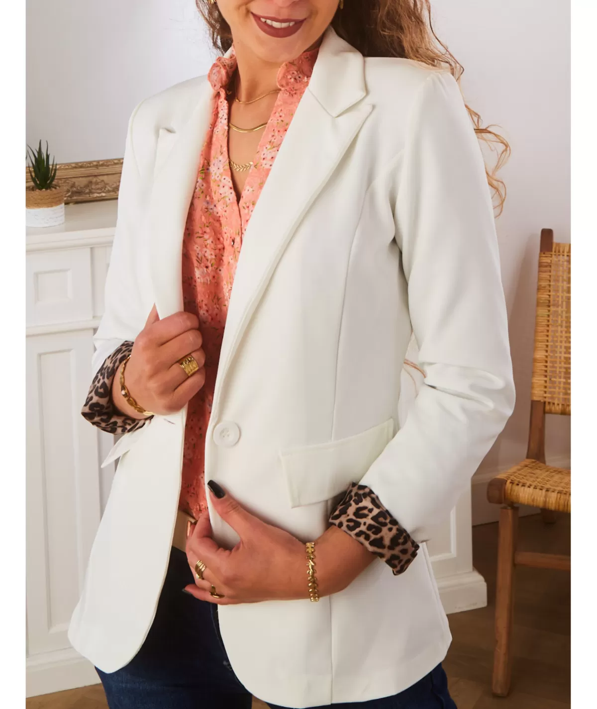 La boutique de Lilie Vestes>BLAZER JENNIFER Blanc