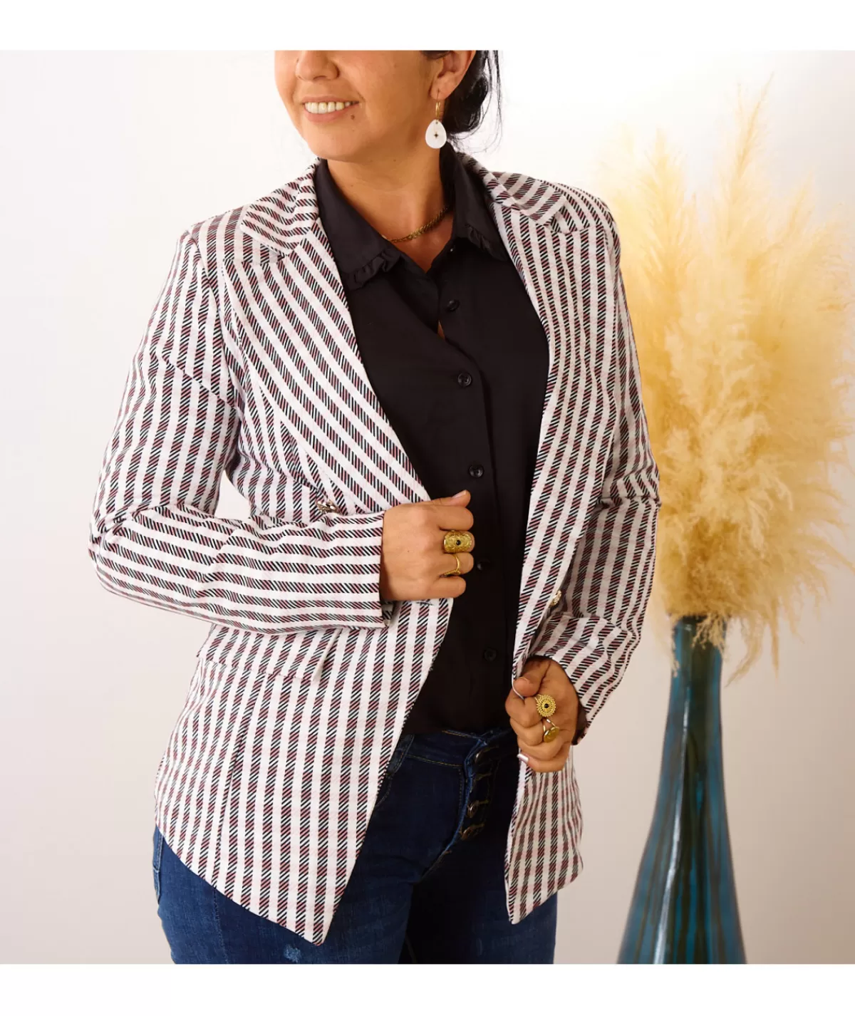 La boutique de Lilie Vestes>BLAZER MILA CARREAUX Rose