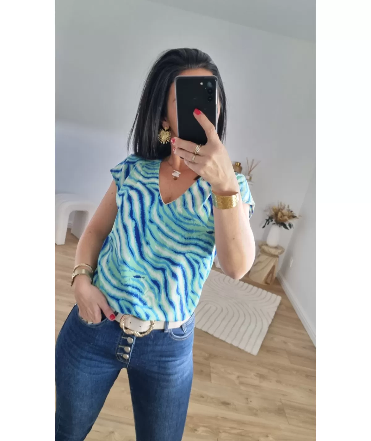 La boutique de Lilie Tops / Blouses>BLOUSE BRENDA Bleu