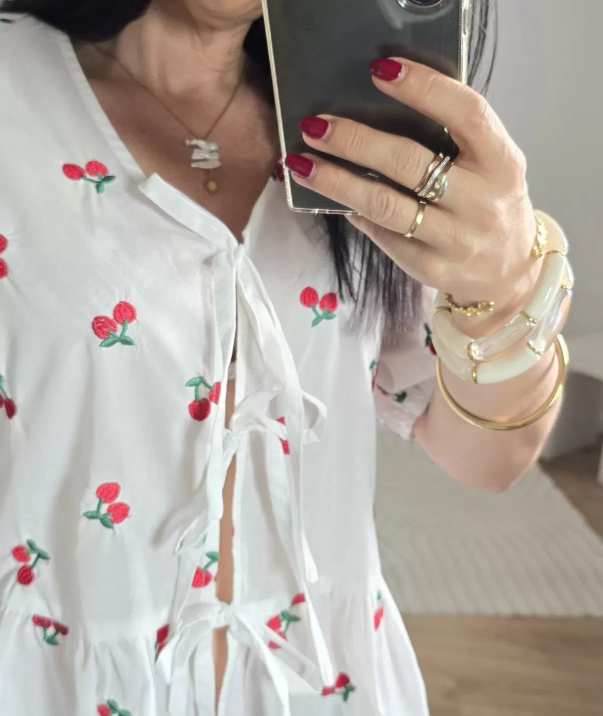 La boutique de Lilie Tops / Blouses>BLOUSE CERISE Blanc