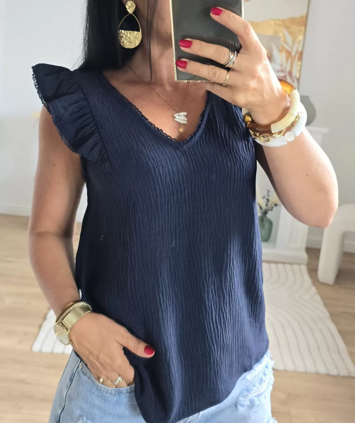La boutique de Lilie Tops / Blouses>BLOUSE CLEMENTINE Marine
