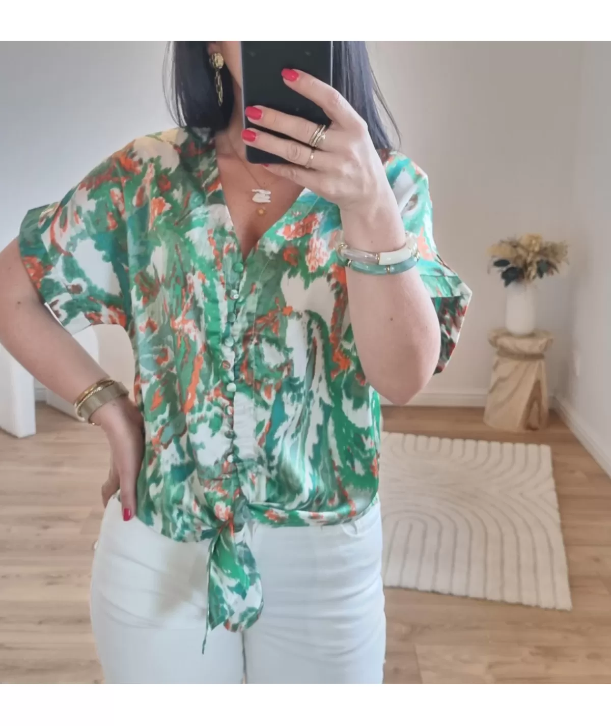 La boutique de Lilie Tops / Blouses>BLOUSE DELPHINE Vert