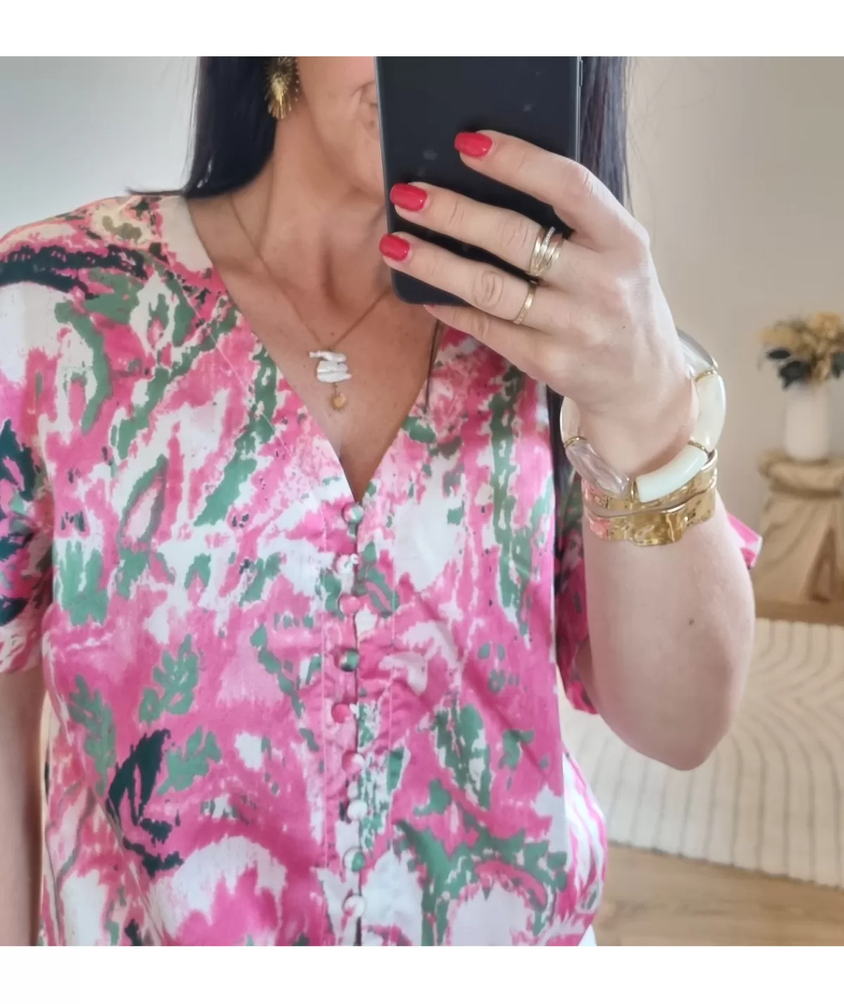 La boutique de Lilie Tops / Blouses>BLOUSE DELPHINE Fushia