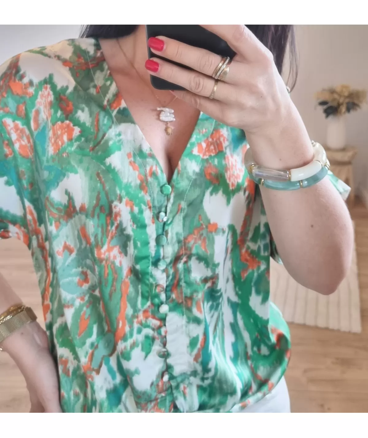 La boutique de Lilie Tops / Blouses>BLOUSE DELPHINE Vert