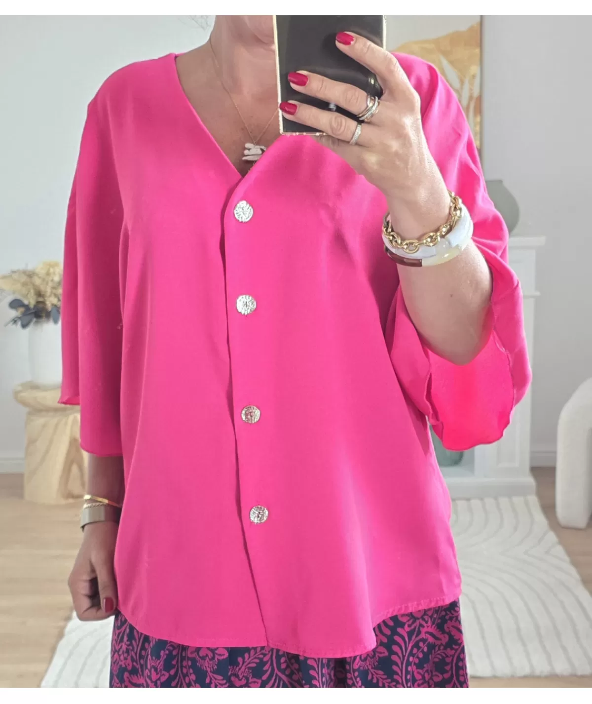 La boutique de Lilie Tops / Blouses>BLOUSE DONATIEN Fushia