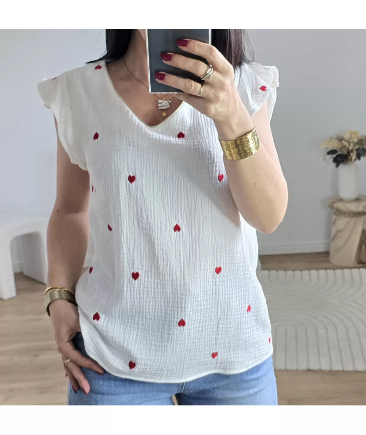 La boutique de Lilie Tops / Blouses>BLOUSE GAETANE GAZ DE COTON Blanc