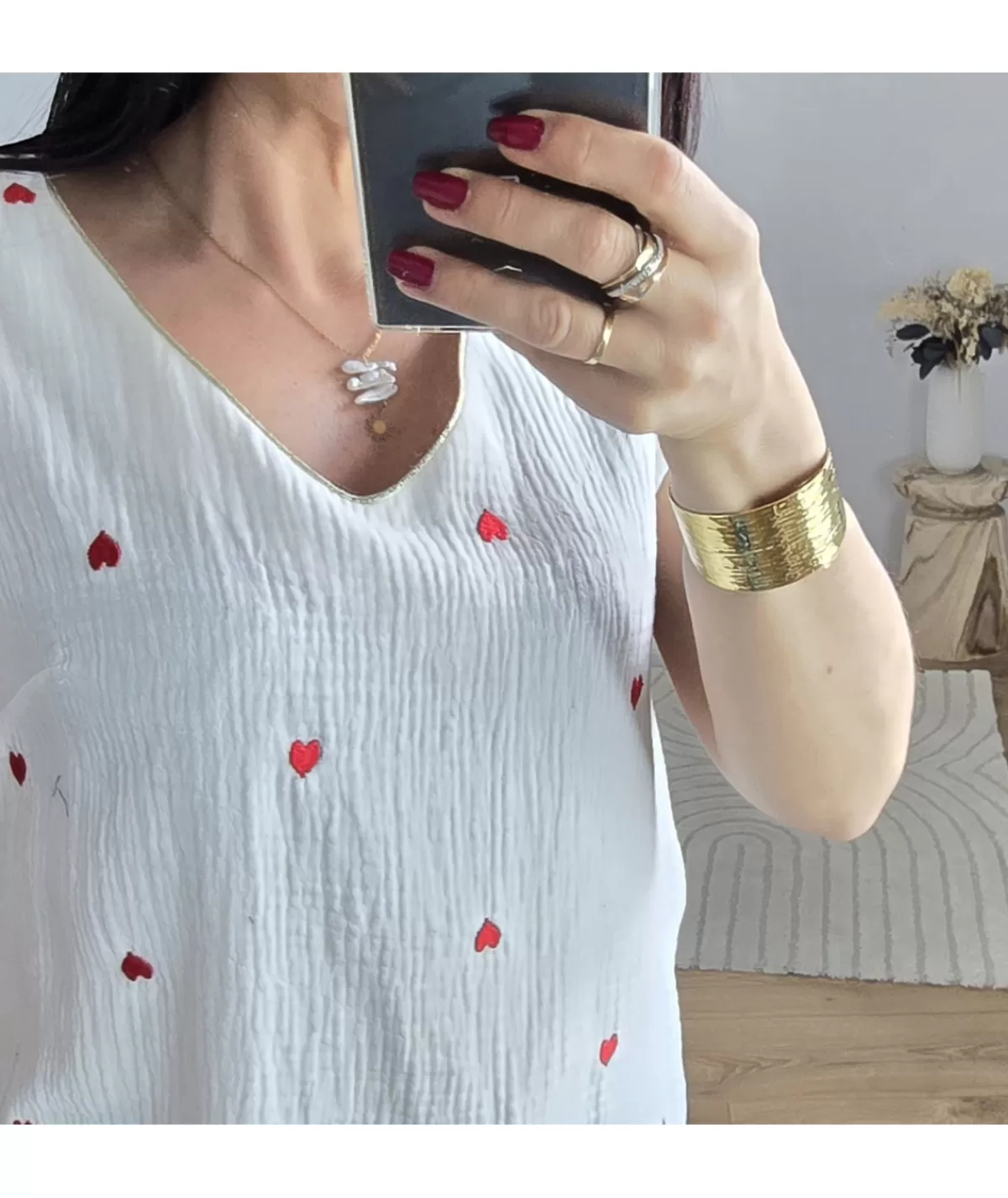 La boutique de Lilie Tops / Blouses>BLOUSE GAETANE GAZ DE COTON Blanc
