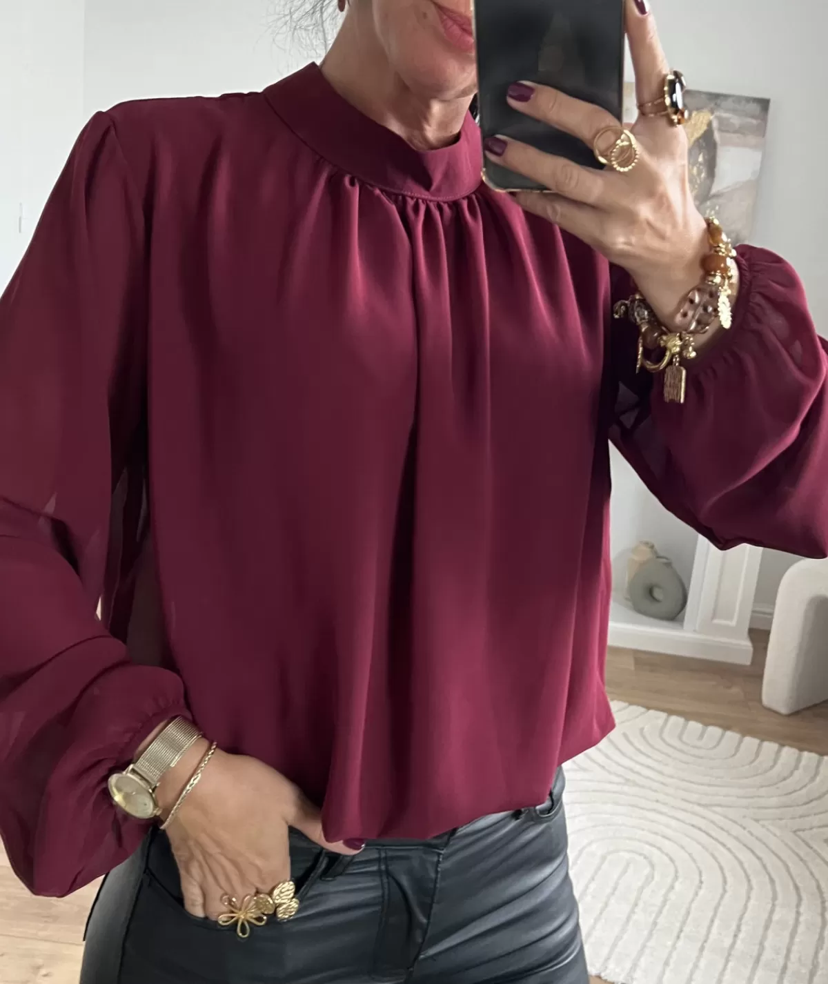 La boutique de Lilie Tops / Blouses>BLOUSE JEANINE Bordeaux