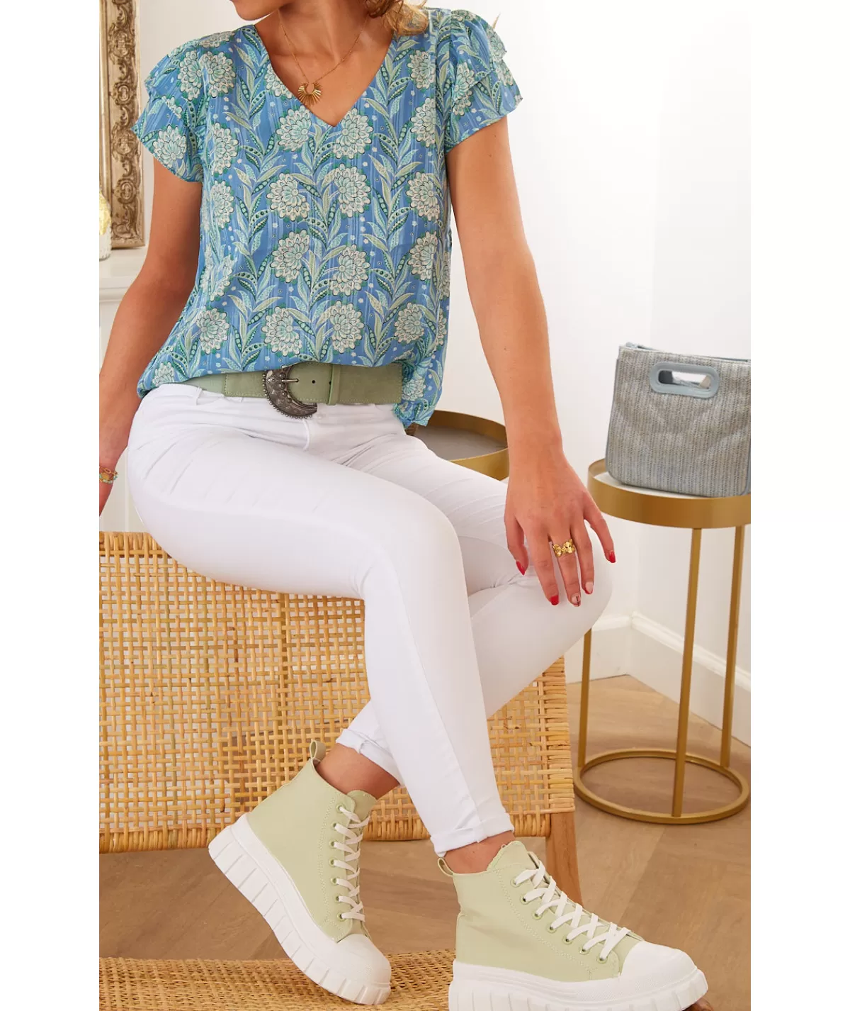 La boutique de Lilie Tops / Blouses>BLOUSE NATHALIE Bleuciel