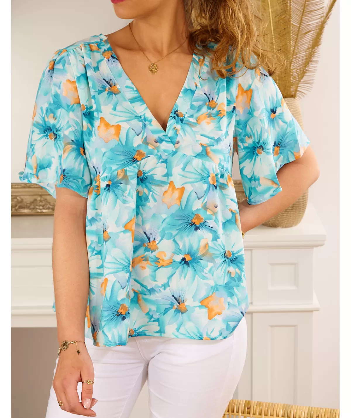 La boutique de Lilie Tops / Blouses>BLOUSE TATIANA Turquoise
