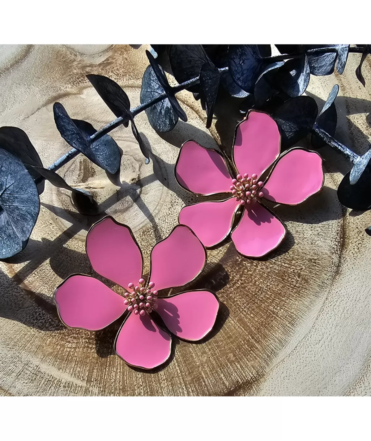 La boutique de Lilie Bijoux>BOUCLE D'OREILLE CLEMENCE Rose