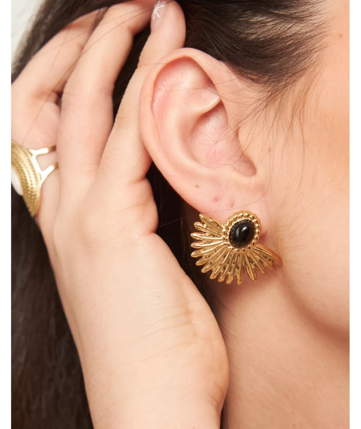 La boutique de Lilie Bijoux>BOUCLE D'OREILLE ELODIE Noir