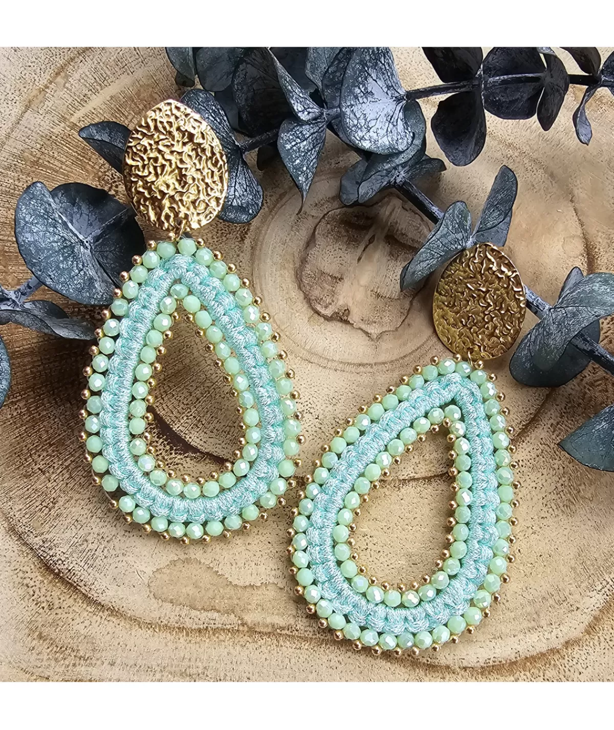 La boutique de Lilie Bijoux>BOUCLE D'OREILLE ESTEBANNE Vertdeau