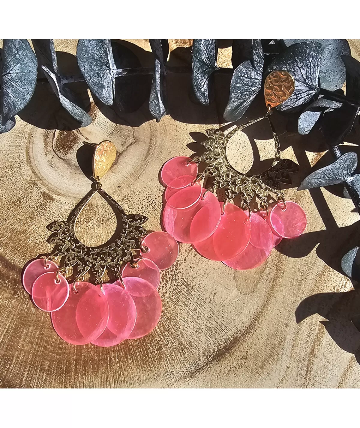 La boutique de Lilie Bijoux>BOUCLE D'OREILLE EULALIE Rosefluo