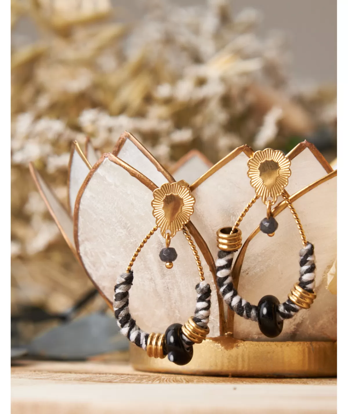 La boutique de Lilie Bijoux>BOUCLE D'OREILLE FABIOLA Noir