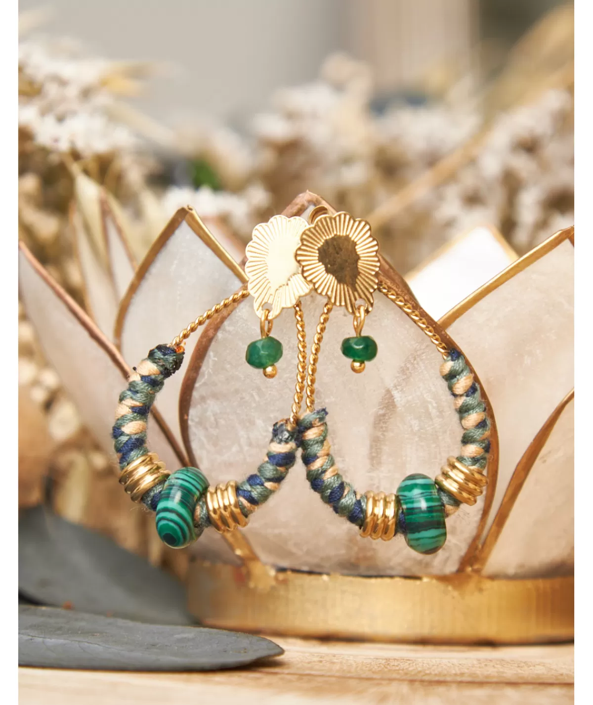 La boutique de Lilie Bijoux>BOUCLE D'OREILLE FABIOLA Vert