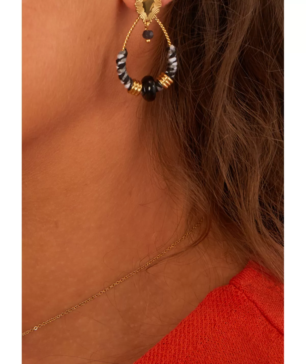 La boutique de Lilie Bijoux>BOUCLE D'OREILLE FABIOLA Noir