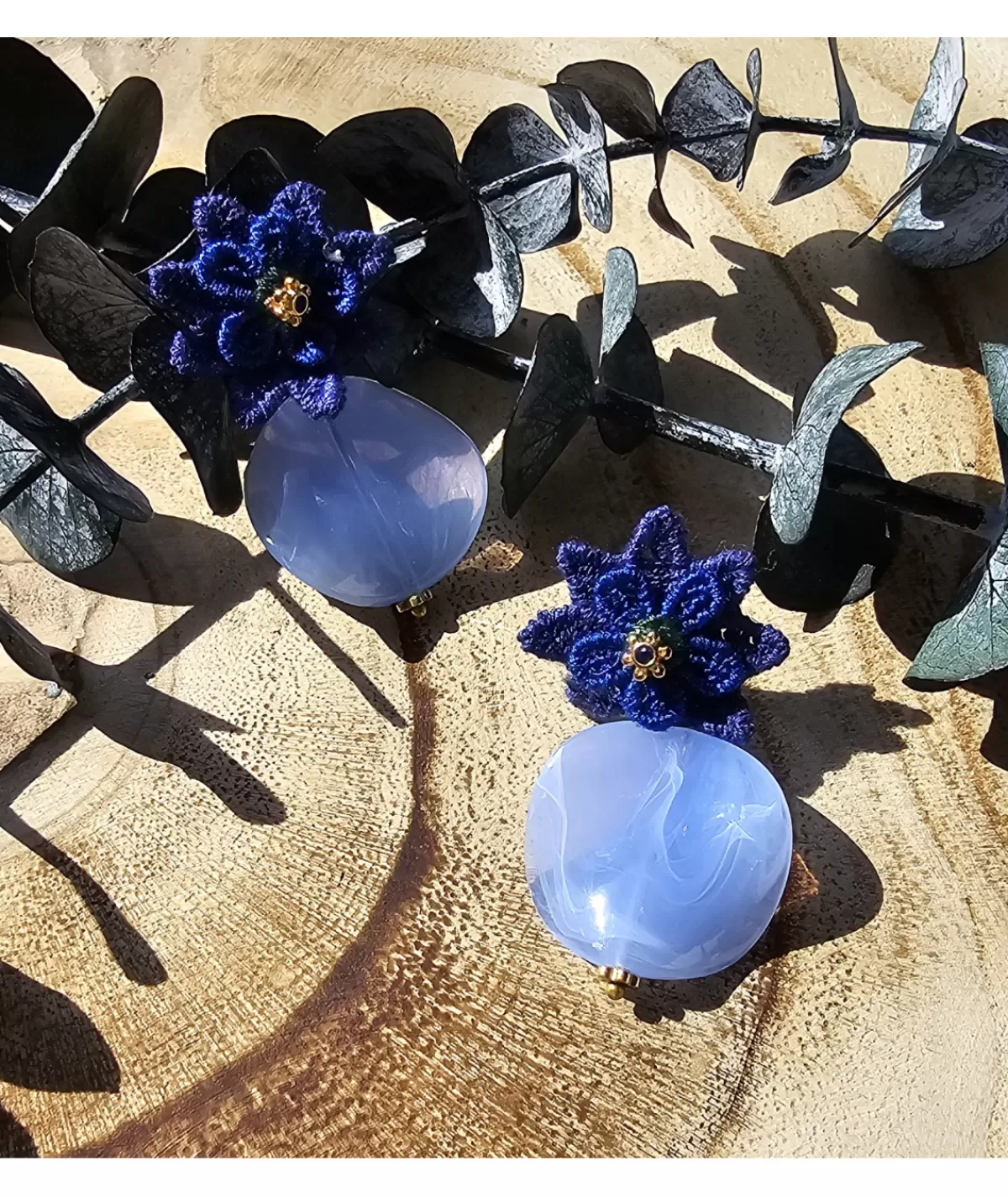 La boutique de Lilie Bijoux>BOUCLE D'OREILLE FRANCETTE Bleu