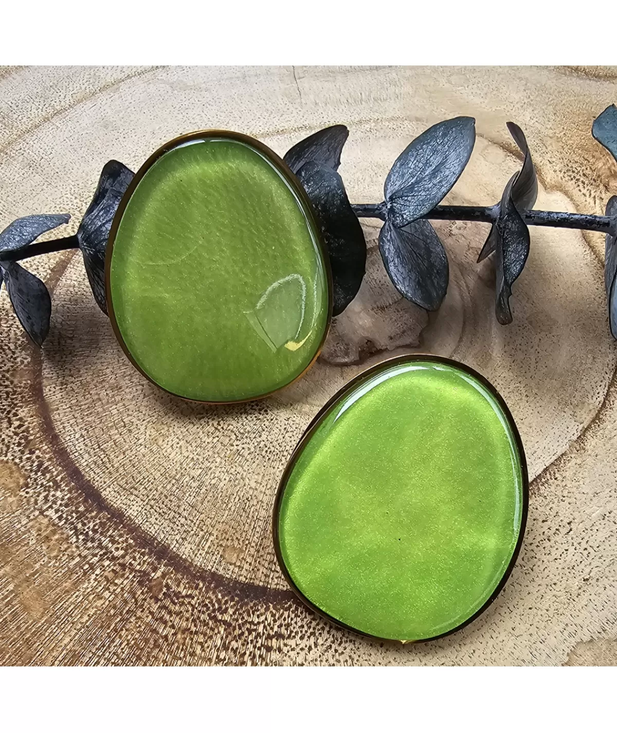 La boutique de Lilie Bijoux>BOUCLE D'OREILLE LAMINE Vert