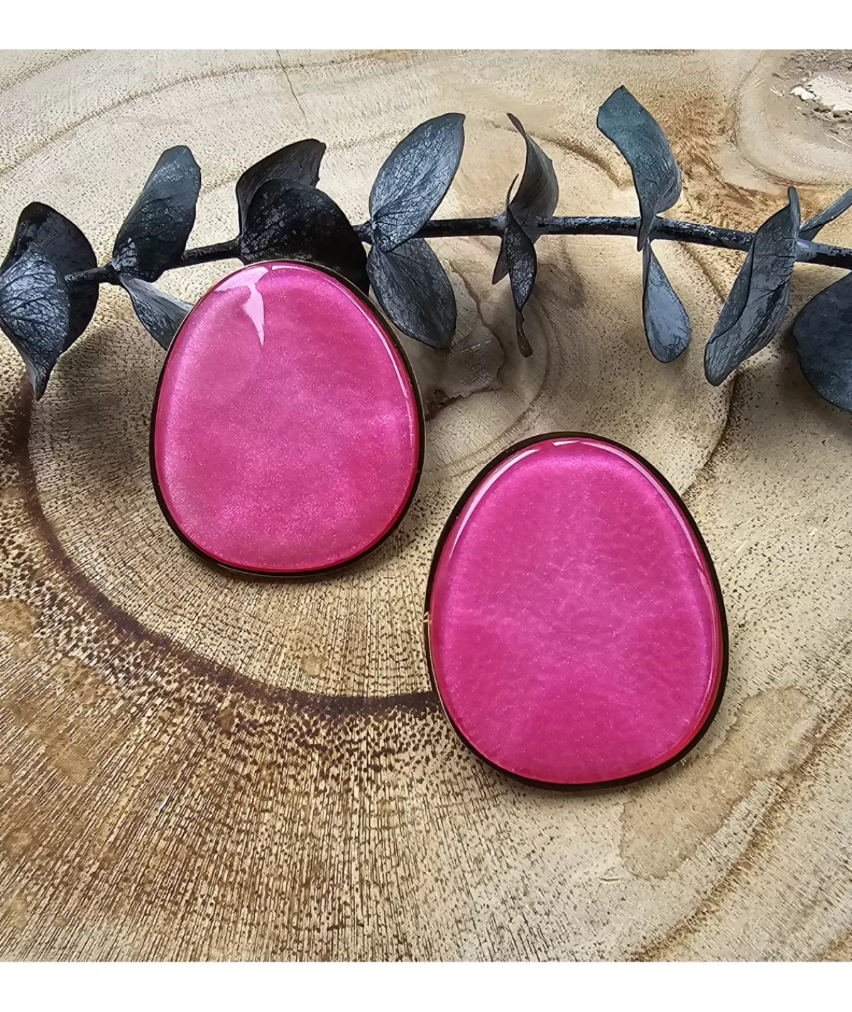 La boutique de Lilie Bijoux>BOUCLE D'OREILLE LAMINE Fushia