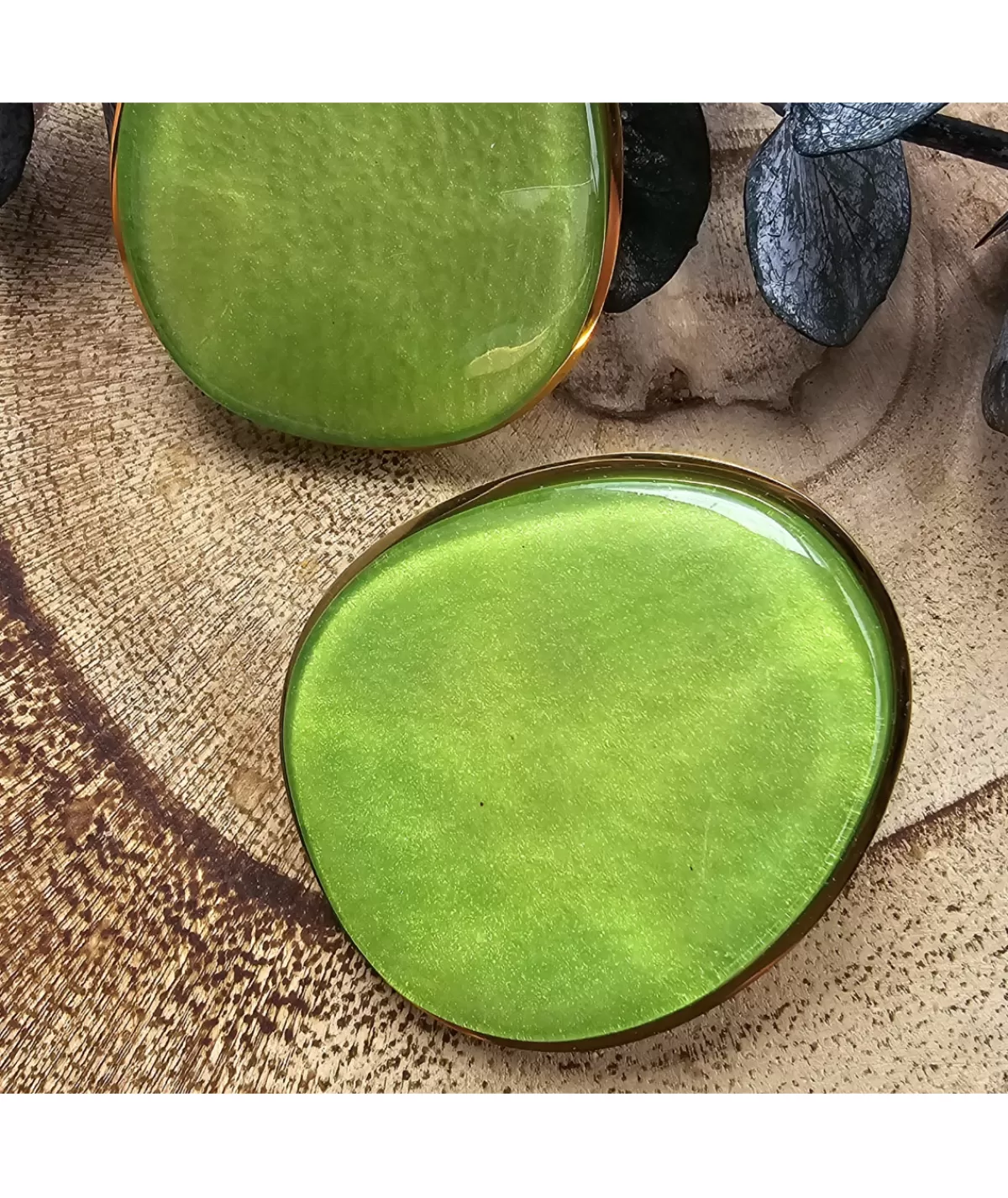 La boutique de Lilie Bijoux>BOUCLE D'OREILLE LAMINE Vert