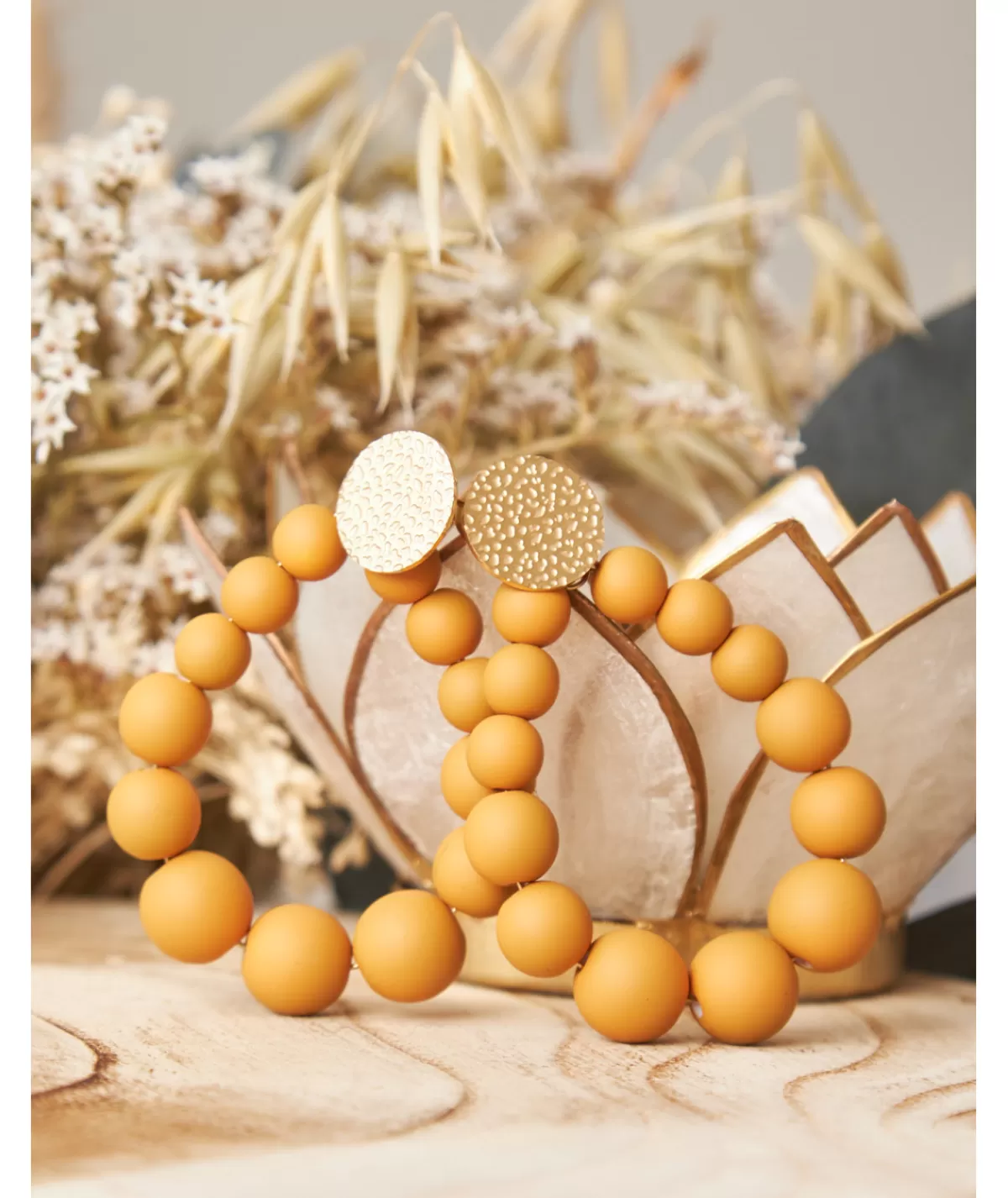 La boutique de Lilie Bijoux>BOUCLES D'OREILLES MILA Moutarde
