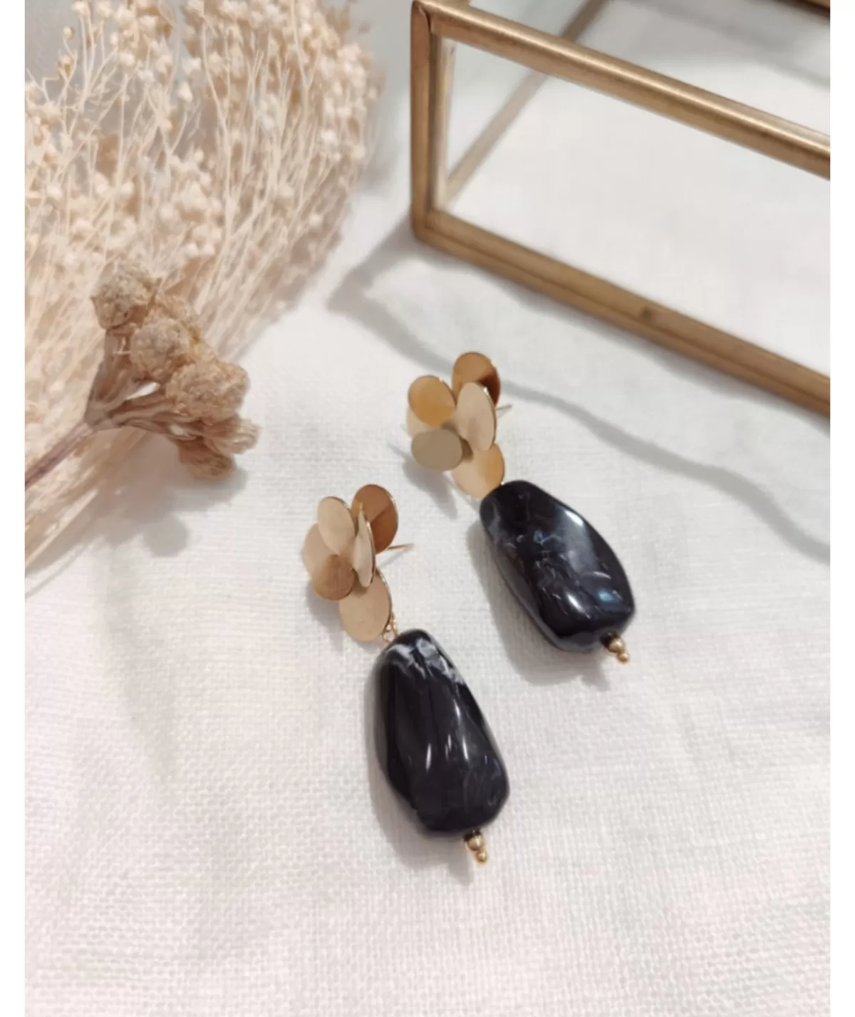 La boutique de Lilie Bijoux>BOUCLES D'OREILLES OWEN Noir