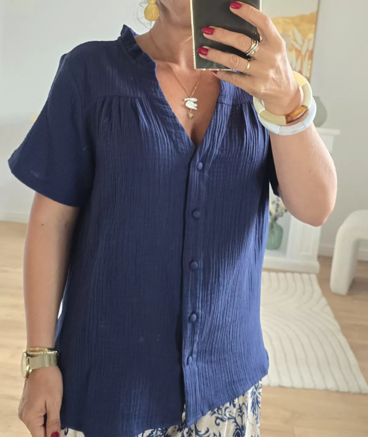 La boutique de Lilie Chemises>CHEMISE BEATRICE Marine