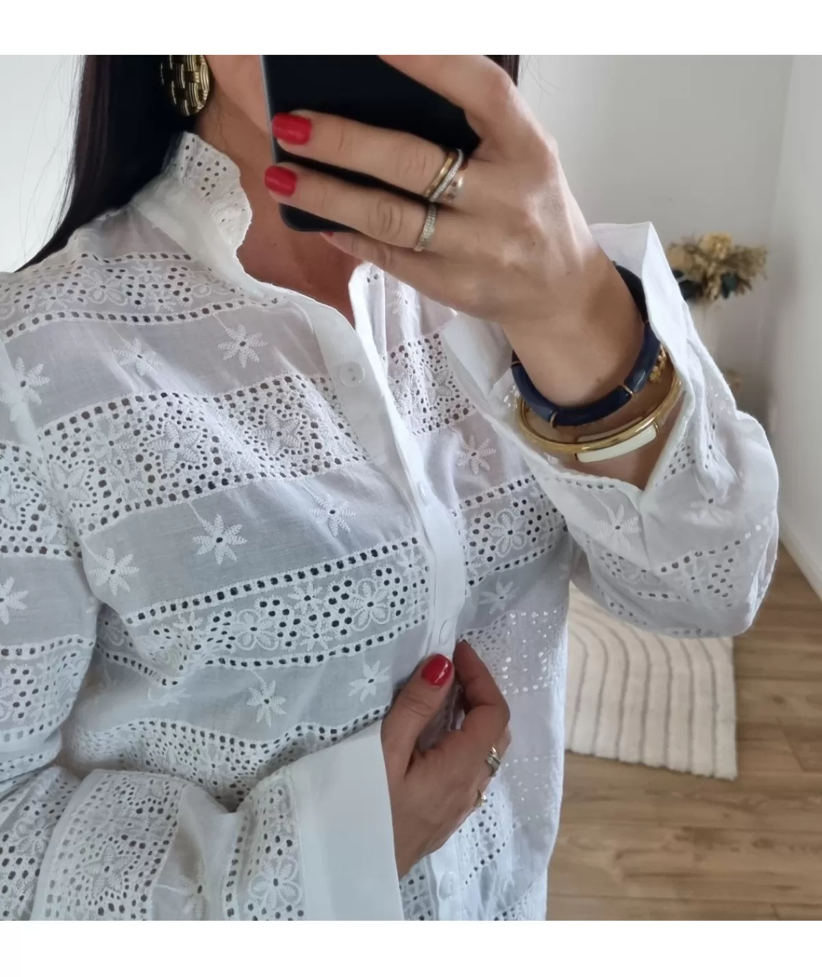 La boutique de Lilie Chemises>CHEMISE BERNADETTE Blanc