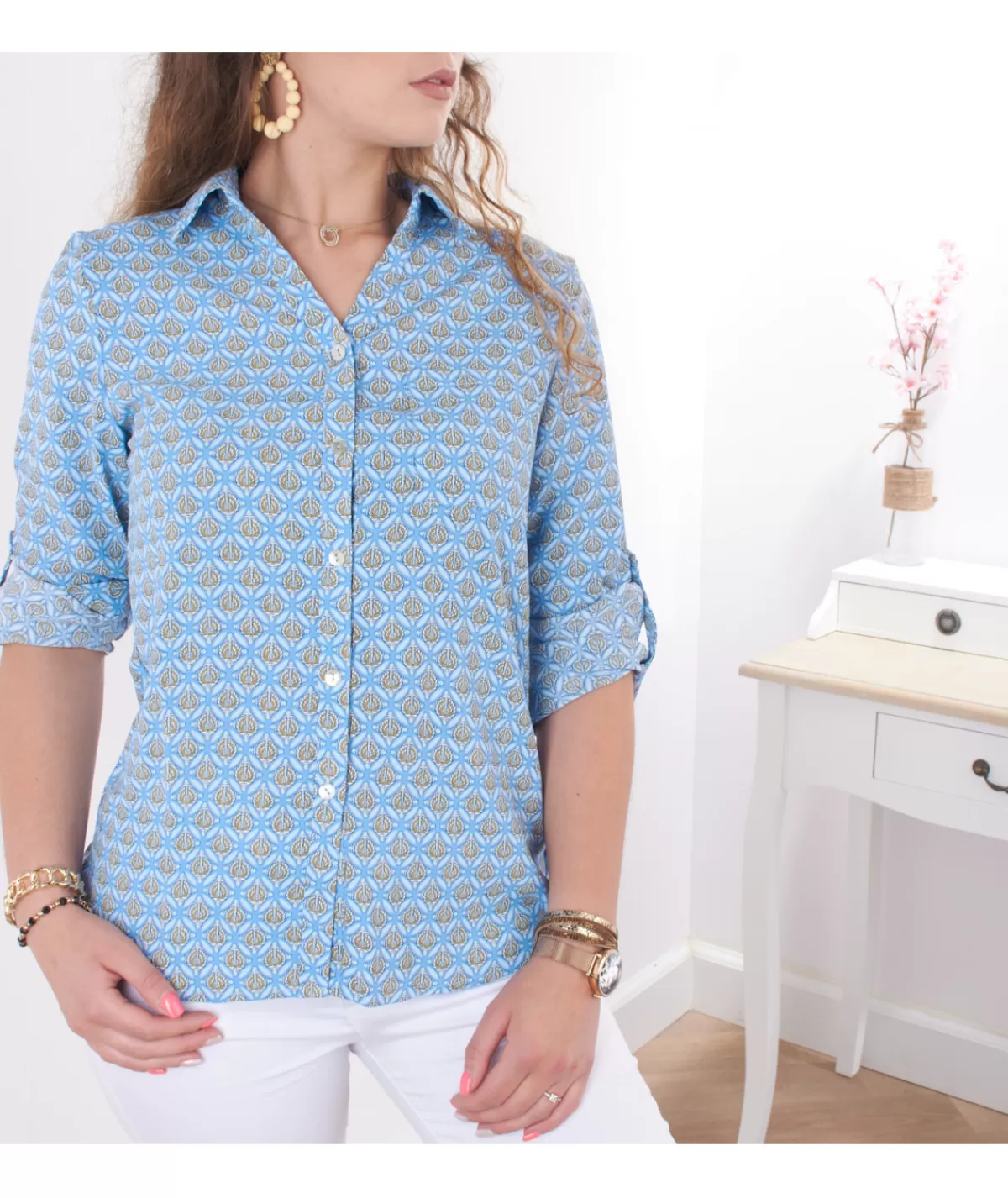 La boutique de Lilie Chemises>CHEMISE BLANDINE Bleu
