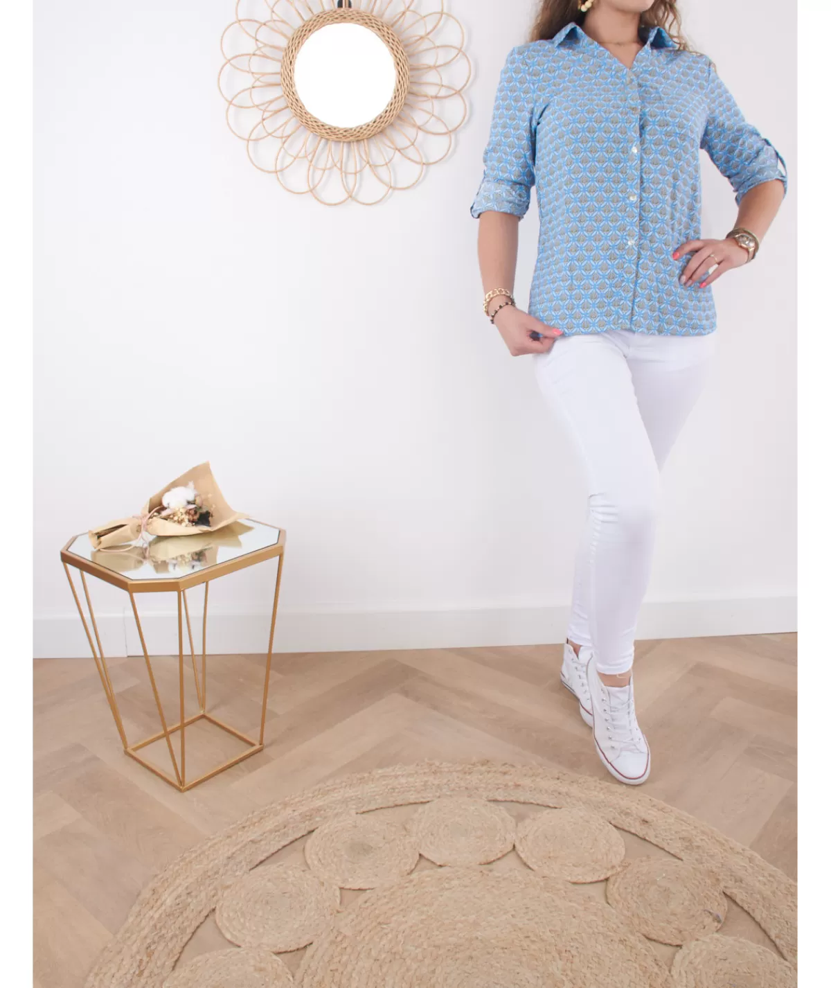 La boutique de Lilie Chemises>CHEMISE BLANDINE Bleu