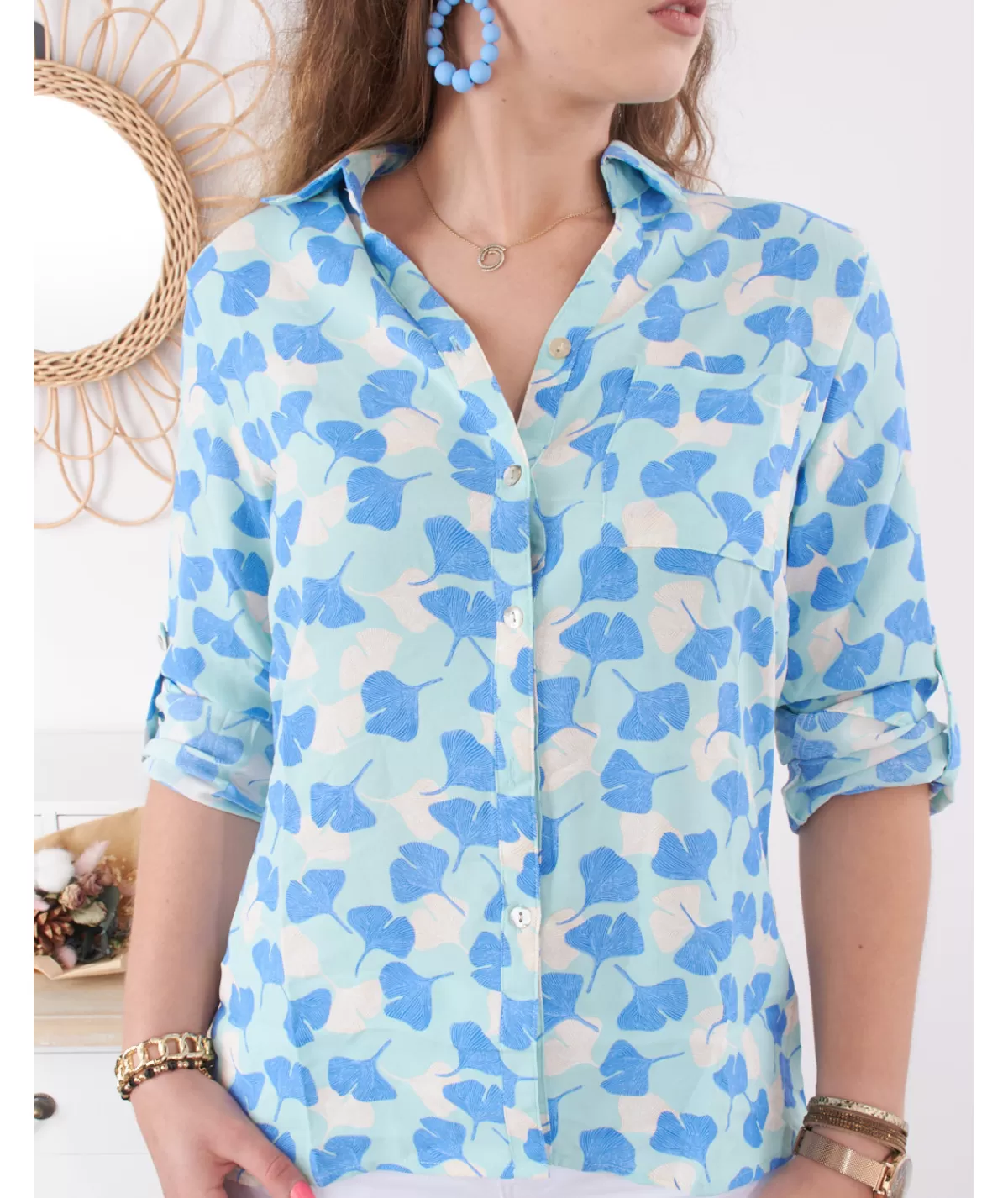 La boutique de Lilie Chemises>CHEMISE CANDICE Turquoise