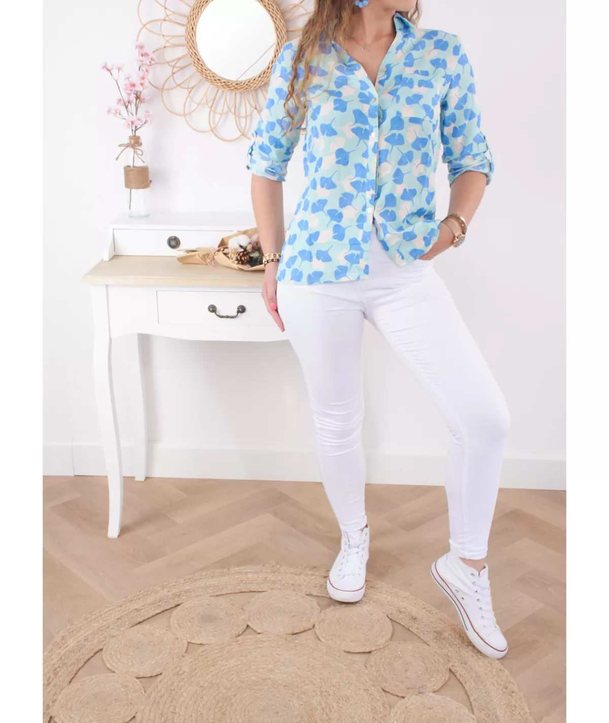 La boutique de Lilie Chemises>CHEMISE CANDICE Turquoise