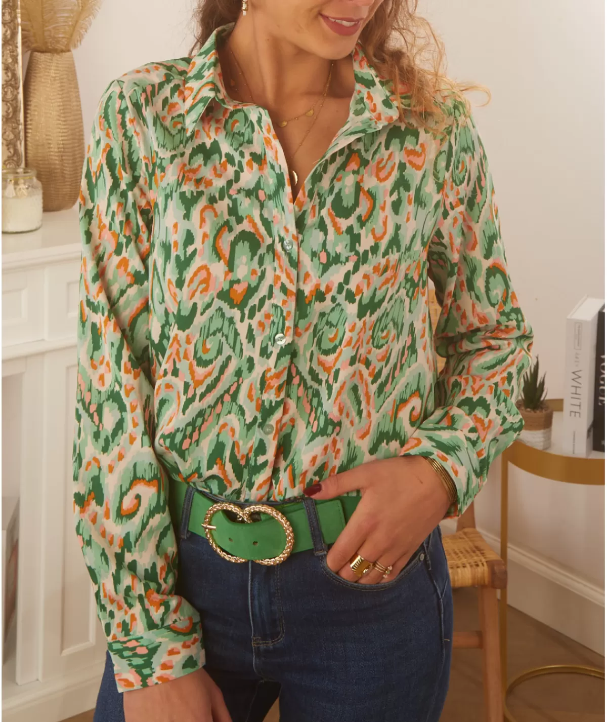 La boutique de Lilie Chemises>CHEMISE FLORE Vert