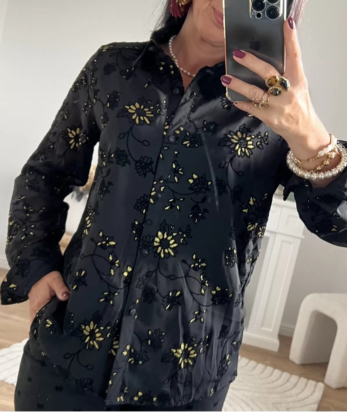 La boutique de Lilie Chemises>CHEMISE GWENDOLINE Noir