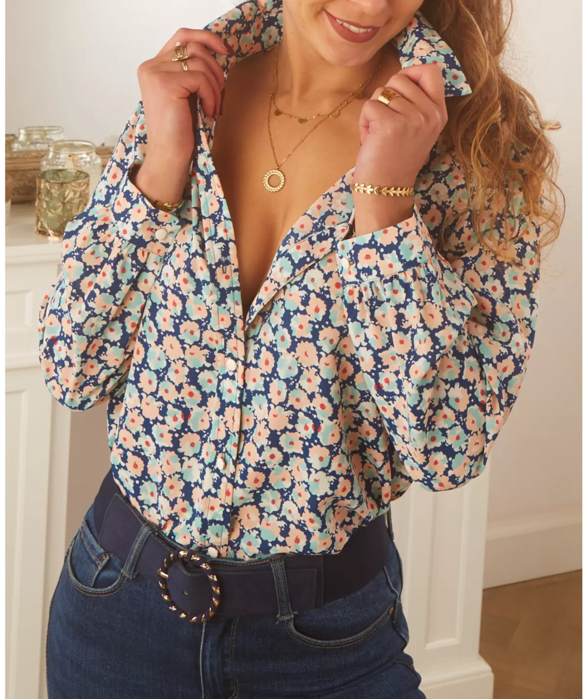 La boutique de Lilie Chemises>CHEMISE ISAURE Bleu