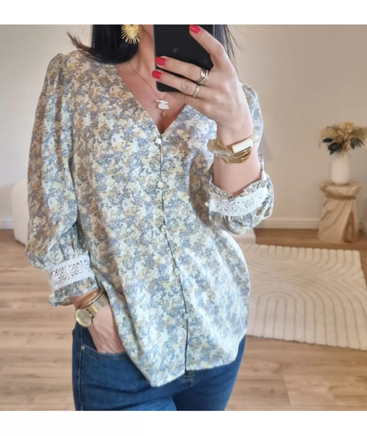 La boutique de Lilie Chemises>CHEMISE JADE Bleu