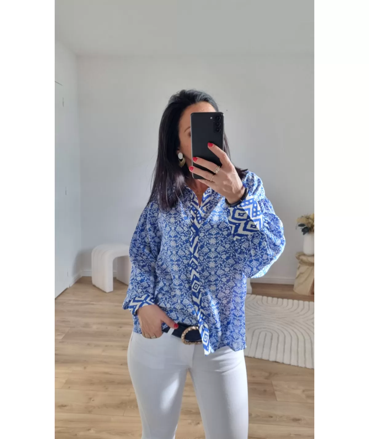 La boutique de Lilie Chemises>CHEMISE KATHELINE Bleu