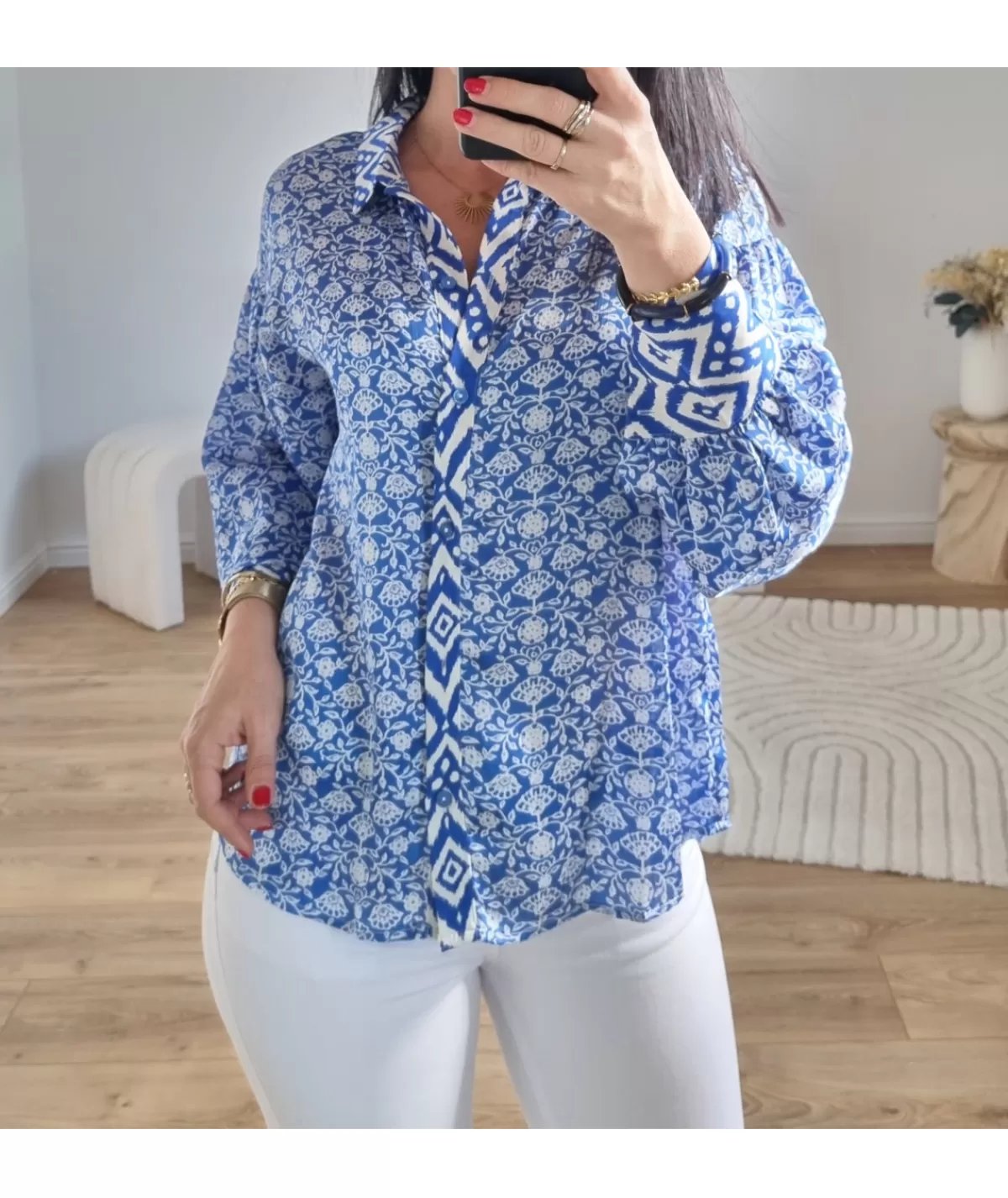La boutique de Lilie Chemises>CHEMISE KATHELINE Bleu