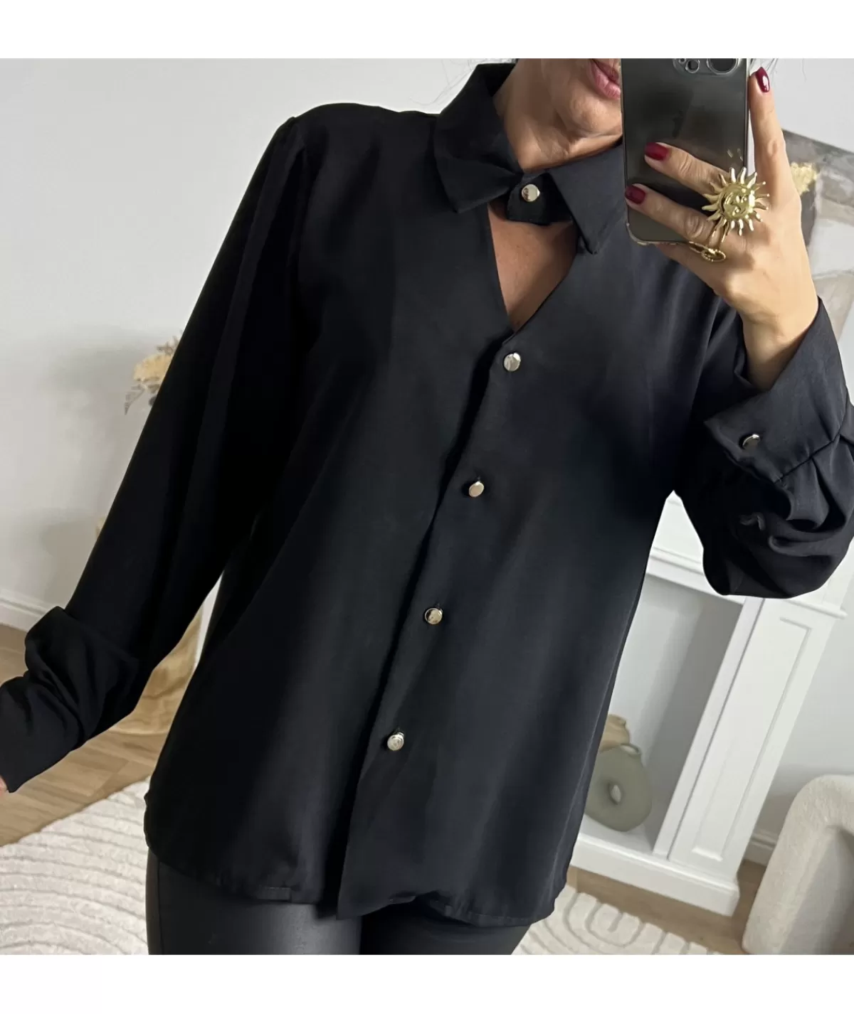 La boutique de Lilie Chemises>CHEMISE LUCIEN Noir
