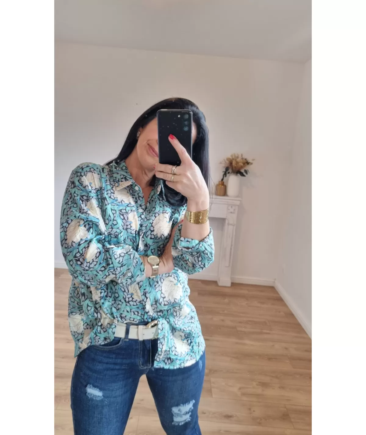 La boutique de Lilie Chemises>CHEMISE LUDIVINE Bleu