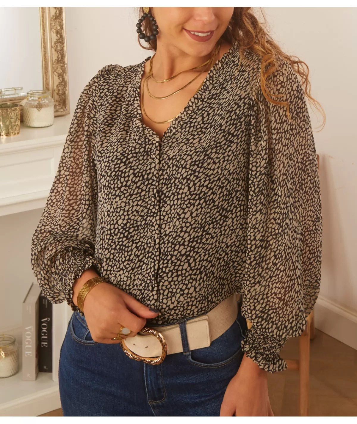La boutique de Lilie Chemises>CHEMISE LUDIVINE Noir