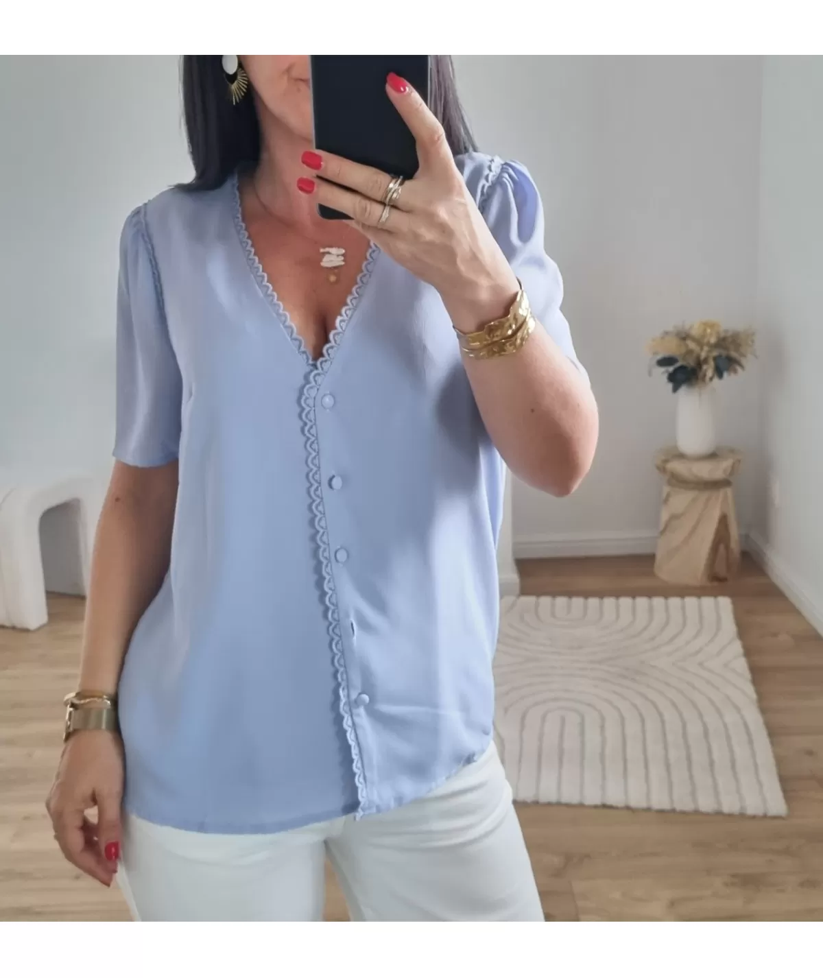 La boutique de Lilie Chemises>CHEMISE MARIKA Bleu