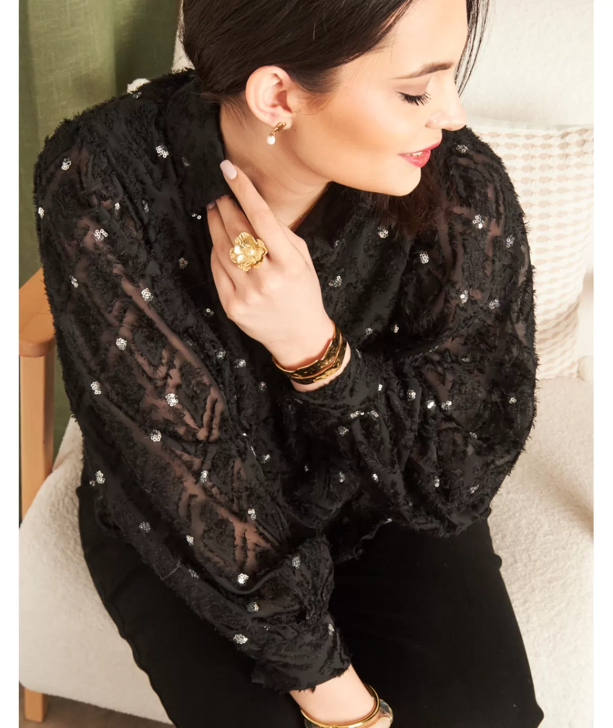 La boutique de Lilie Chemises>CHEMISE NADINA Noir