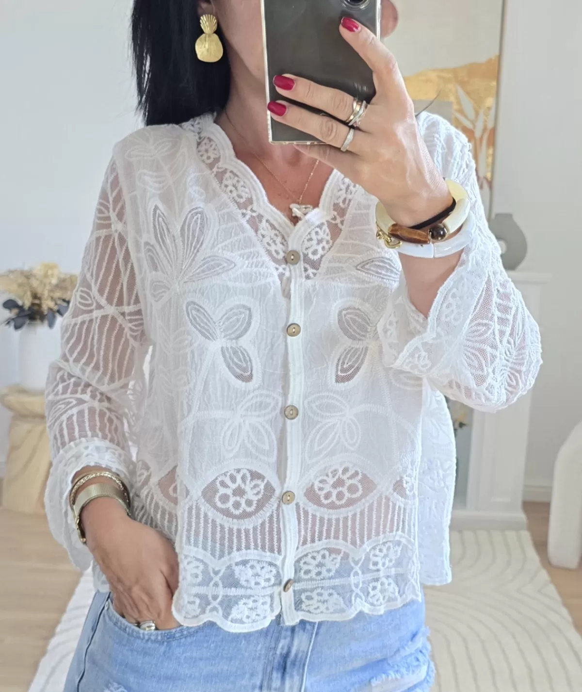 La boutique de Lilie Chemises>CHEMISE NEYLA Blanc