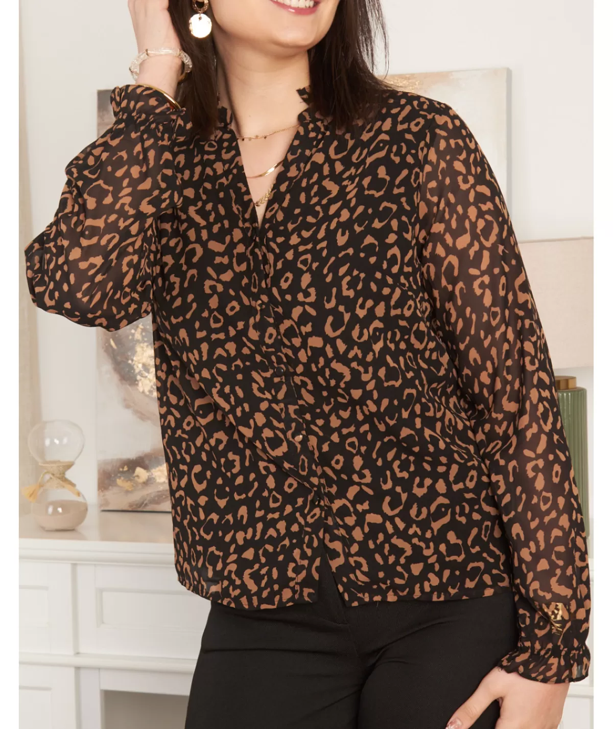 La boutique de Lilie Chemises>CHEMISE SAIDA Noir