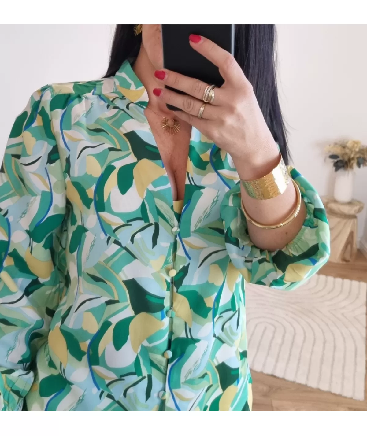 La boutique de Lilie Chemises>CHEMISE SAMANTHA Vert